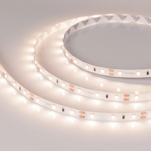 Лента светодиодная RT-A60-8mm 12V Warm3500 (4.8 W/m, IP20, 2835, 5m) (Arlight, Открытый)