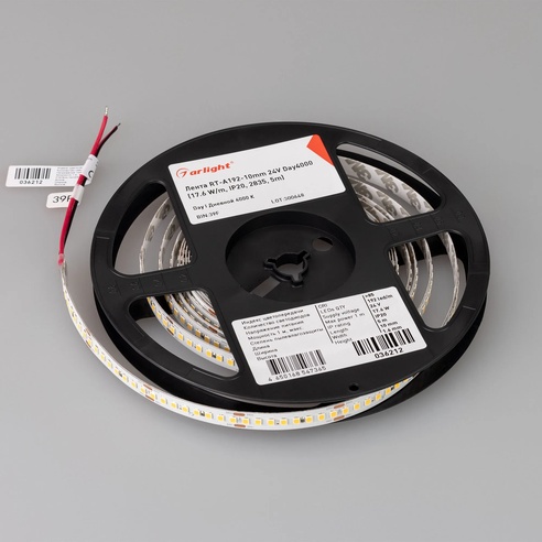 Лента светодиодная RT-A192-10mm 24V Day4000 (17.6 W/m, IP20, 2835, 5m) (Arlight, высок.эфф.150 лм/Вт)