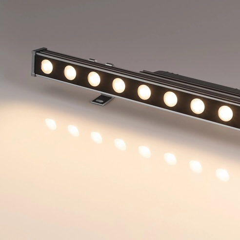 Линейный прожектор AR-LINE-500-12W Warm3000 (GR, 15 deg, 230V) (Arlight, IP65 Металл, 3 года)