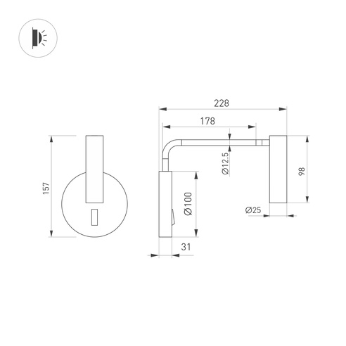 Светильник SP-VERDI-LONG-WALL-3W Warm3000 (BR, 20 deg, 230V) (Arlight, IP20 Металл, 3 года)