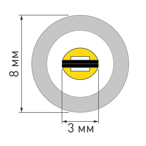 Лента герметичная LUNA-X960-D8mm 24V Warm3000 (8 W/m, IP65, 360deg, 5m) (Arlight, -)