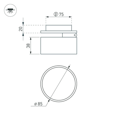 Светильник LGD-POT-BUILT-R85-12W Warm3000 (WH, 100 deg, 230V) (Arlight, IP44 Металл, 5 лет)