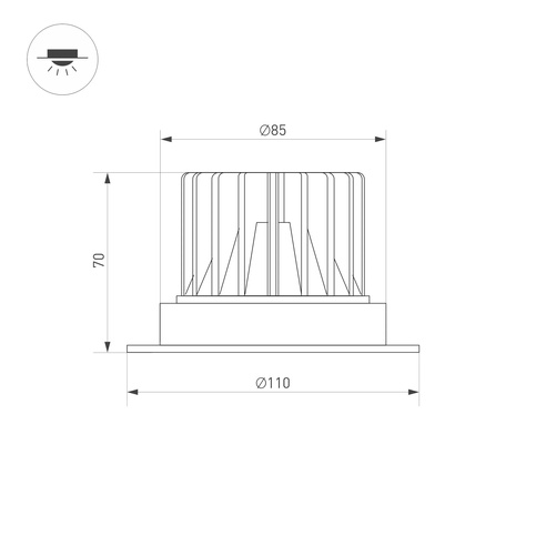 Светильник MS-ATLAS-TRIMLESS-R70-12W Warm3000 (WH, 32deg, 230V) (Arlight, IP20 Металл, 5 лет)