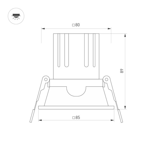 Светильник MS-FLOW-BUILT-S85x85-12W Warm3000 (WH, 55 deg, 230V) (Arlight, IP20 Металл, 5 лет)
