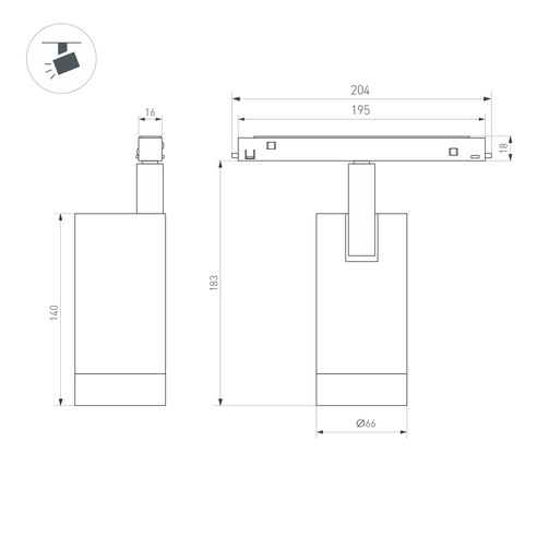 Светильник MAG-ORIENT-SPOT-R65-20W Day4000 (BK, 24 deg, 48V) (Arlight, IP20 Металл, 5 лет)