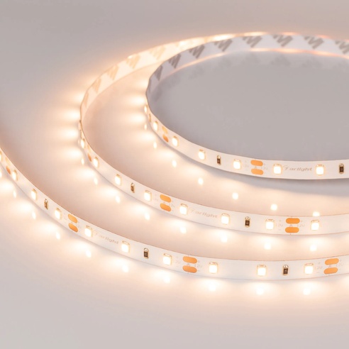 Лента светодиодная RT-A60-8mm 12V Warm3000 (4.8 W/m, IP20, 2835, 5m) (Arlight, Открытый)