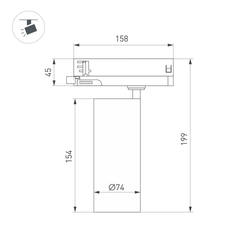 Светильник LGD-GERA-4TR-R74-20W Warm3000 (BK, 24 deg, 230V) (Arlight, IP20 Металл, 5 лет)