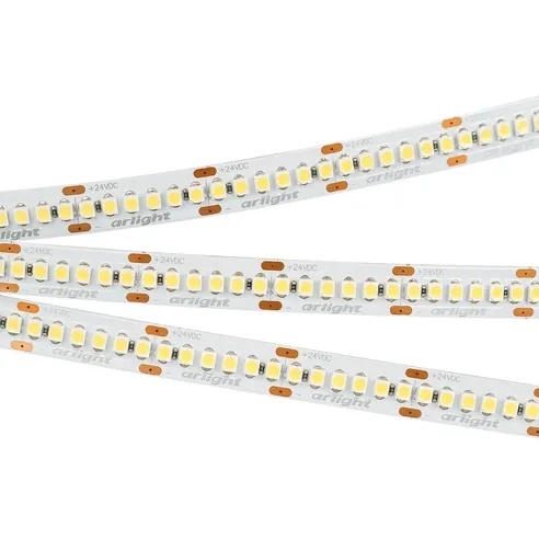 Лента светодиодная RT-A240-10mm 24V Warm2400 (19.2 W/m, IP20, 3528, 5m) (Arlight, Открытый)