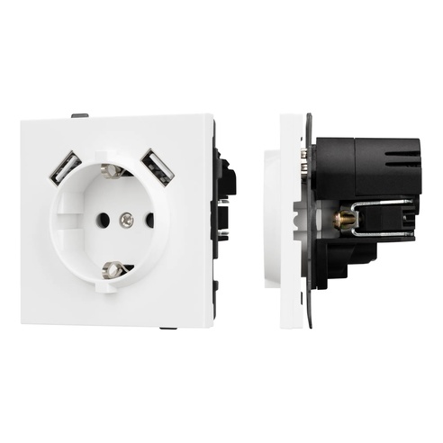 Механизм розетки с USB зарядкой SCT-TENDO-MUAA-PL-WH (230V, 16A) (Arlight, -)