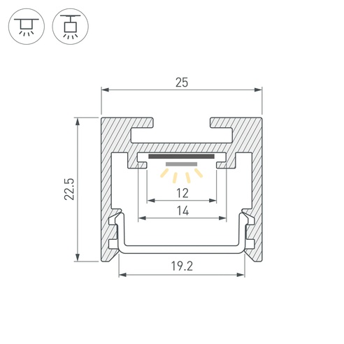 Профиль SL-LINE-2522-2500 BLACK (Arlight, Алюминий)