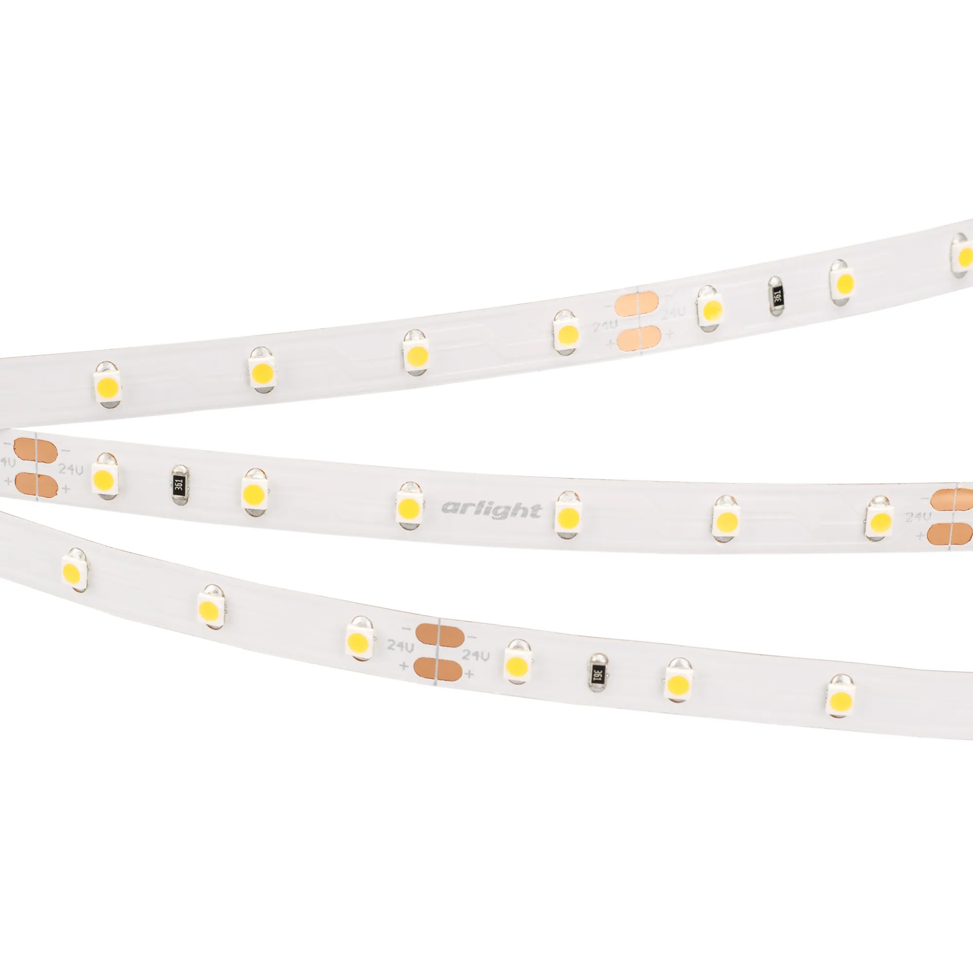 Лента светодиодная RT 2-5000 24V Warm3000 (3528, 300 LED, LUX) (Arlight, 4.8 Вт/м, IP20)