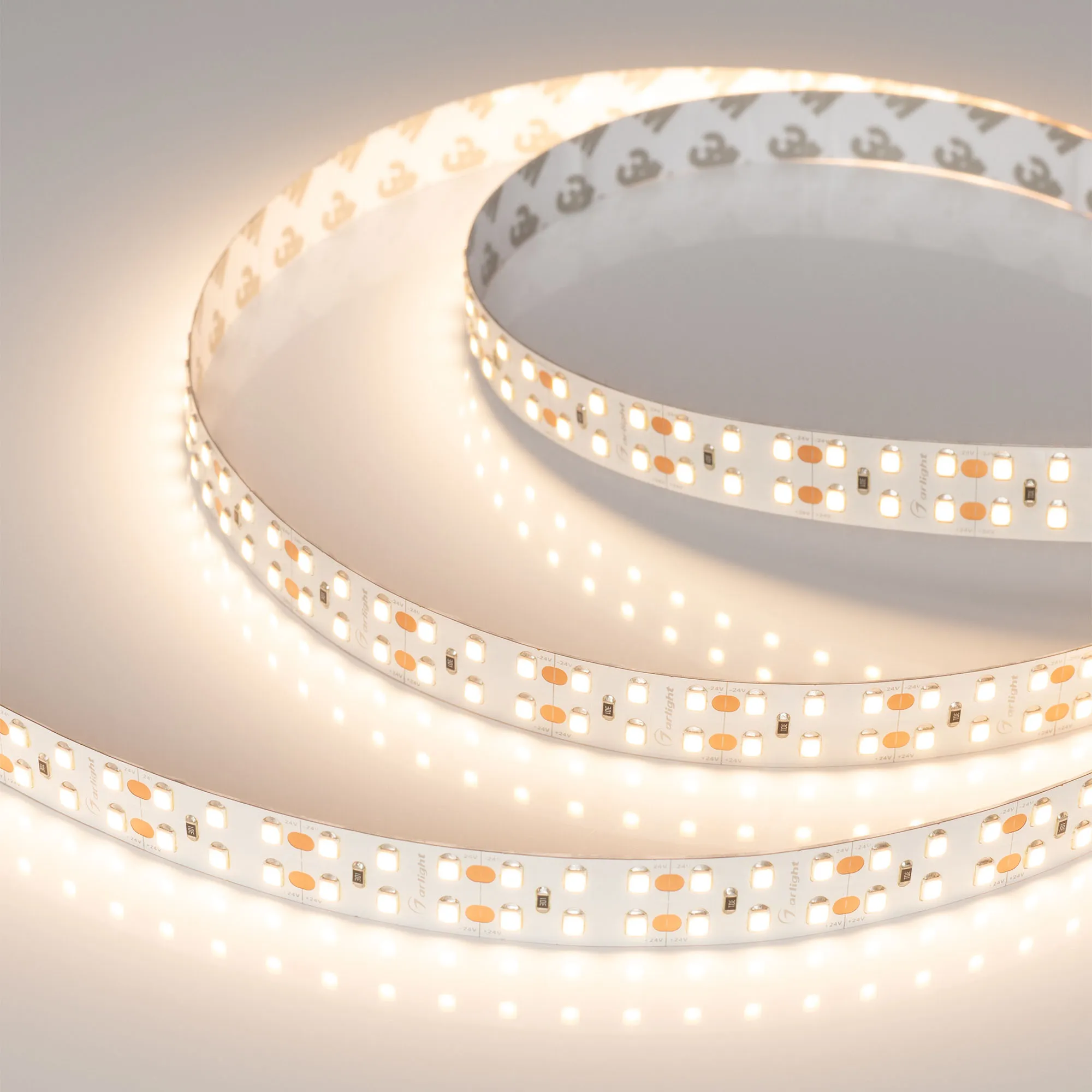 Лента светодиодная RT-A240-15mm 24V Warm3000 (19.2 W/m, IP20, 2835, 5m) (Arlight, Открытый)