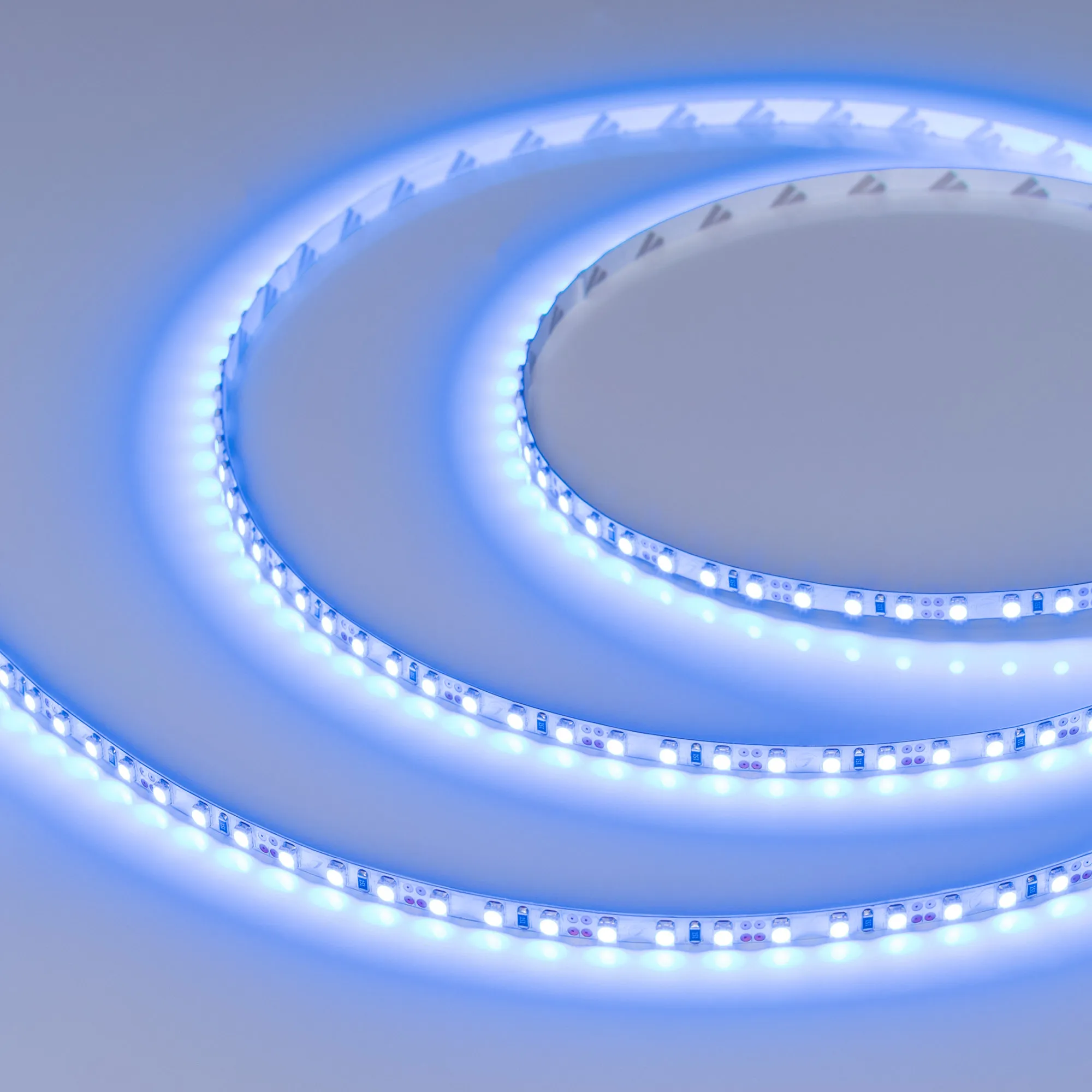 Лента светодиодная RT 2-5000 12V Blue 5mm 2x (3528, 600 LED, LUX) (Arlight, 9.6 Вт/м, IP20)