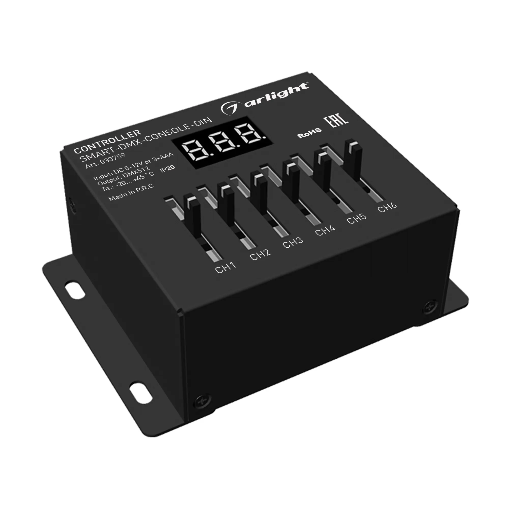 Контроллер SMART-DMX-CONSOLE-DIN (5-12V, 6CH, XLR3) (Arlight, IP20 Металл, 5 лет) - изображение товара