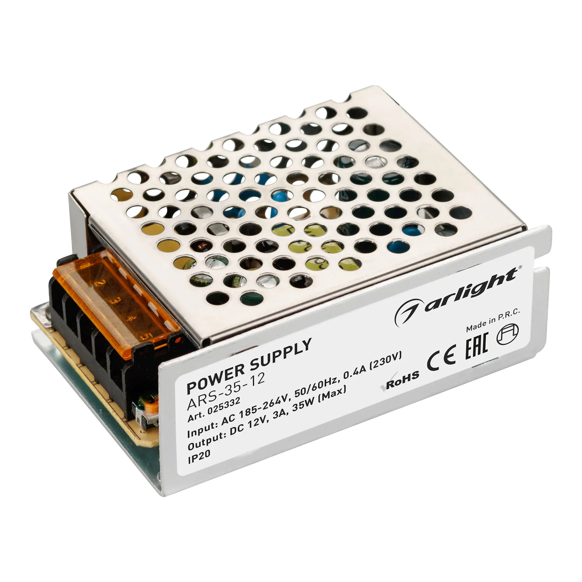 Блок питания ARS-35-12 (12V, 3A, 35W) (Arlight, IP20 Сетка, 2 года) - изображение товара