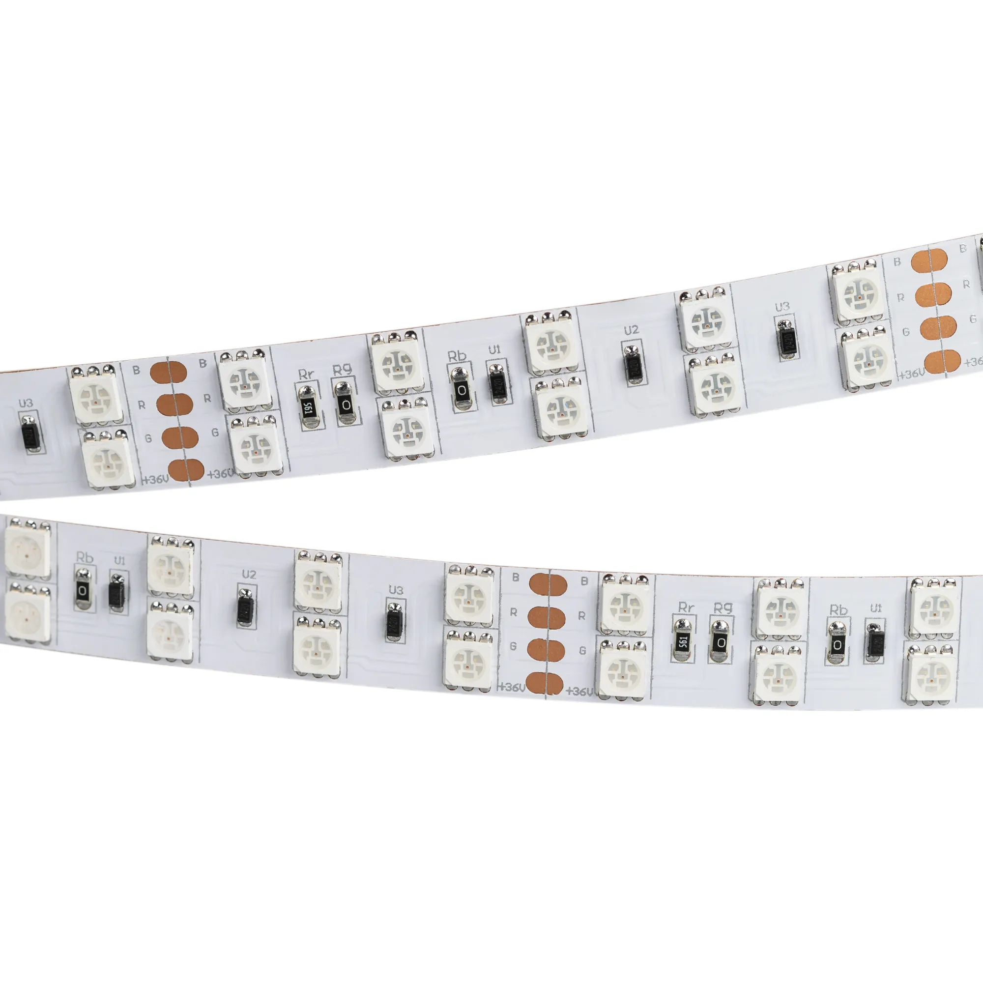 Лента светодиодная RT 2-5000 36V RGB 2X2 (5060, 600 LED, LUX) (Arlight, 26 Вт/м, IP20)