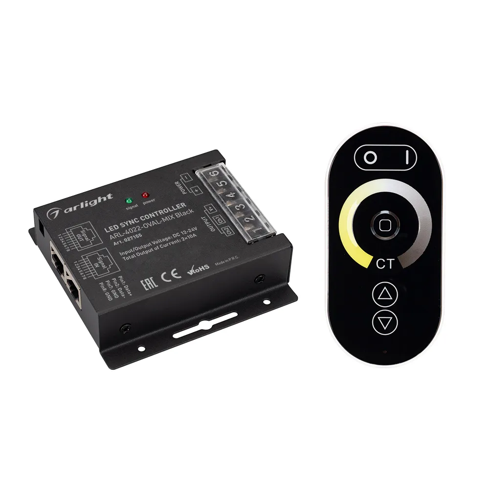 Контроллер ARL-4022-OVAL-MIX Black (12-24V, 2x10A, ПДУ, RF) (Arlight, IP20 Металл, 3 года) - изображение товара