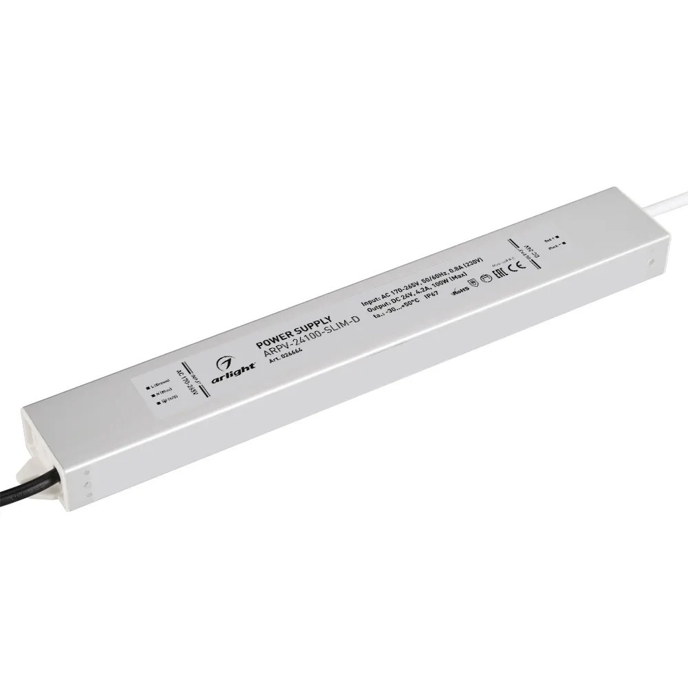 Блок питания ARPV-24100-SLIM-D (24V, 4.2A, 100W) (Arlight, IP67 Металл, 3 года) - изображение товара