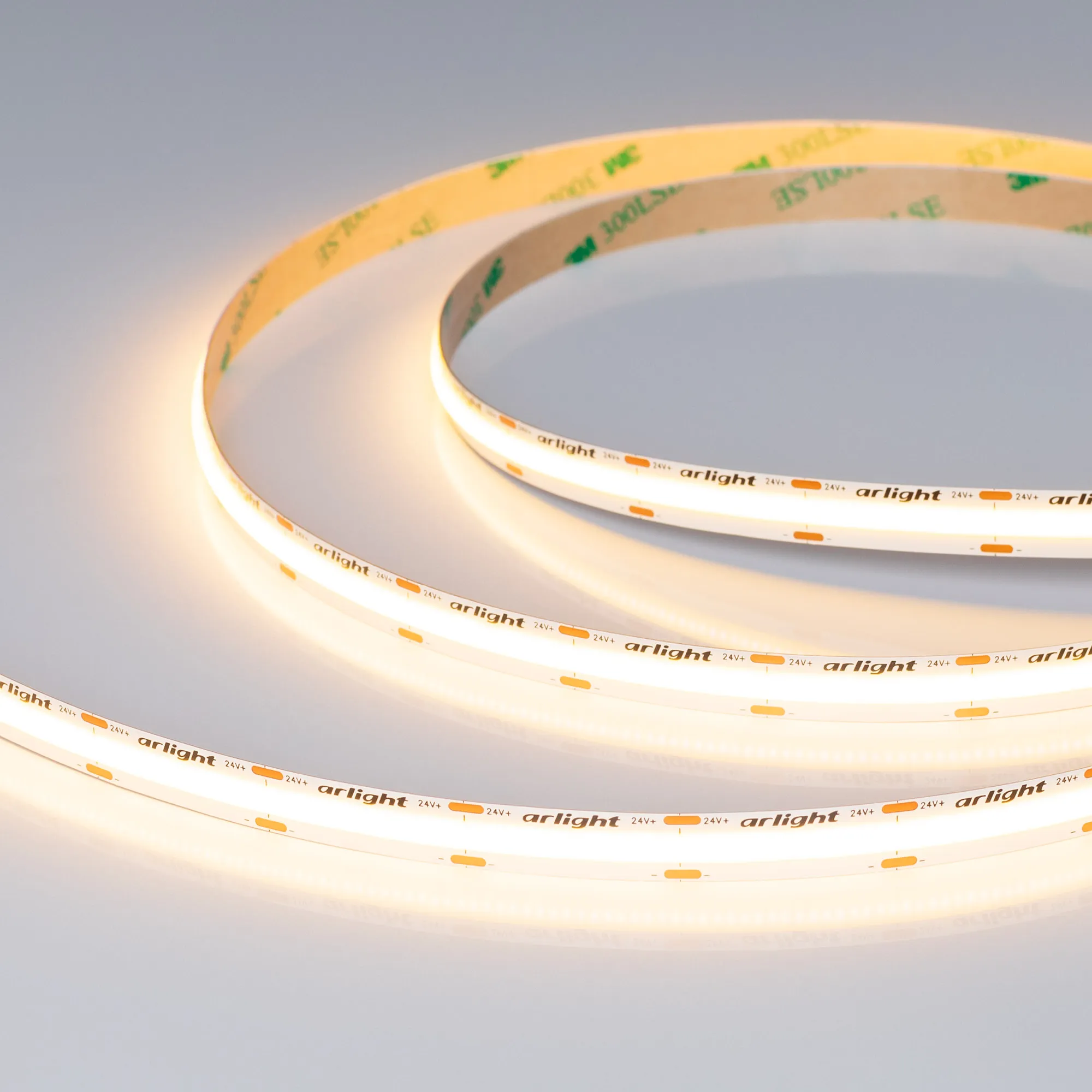 Лента COB-X576-10mm 24V Warm2700 (15 W/m, IP20, 5m) (Arlight, высок.эфф.150 лм/Вт)