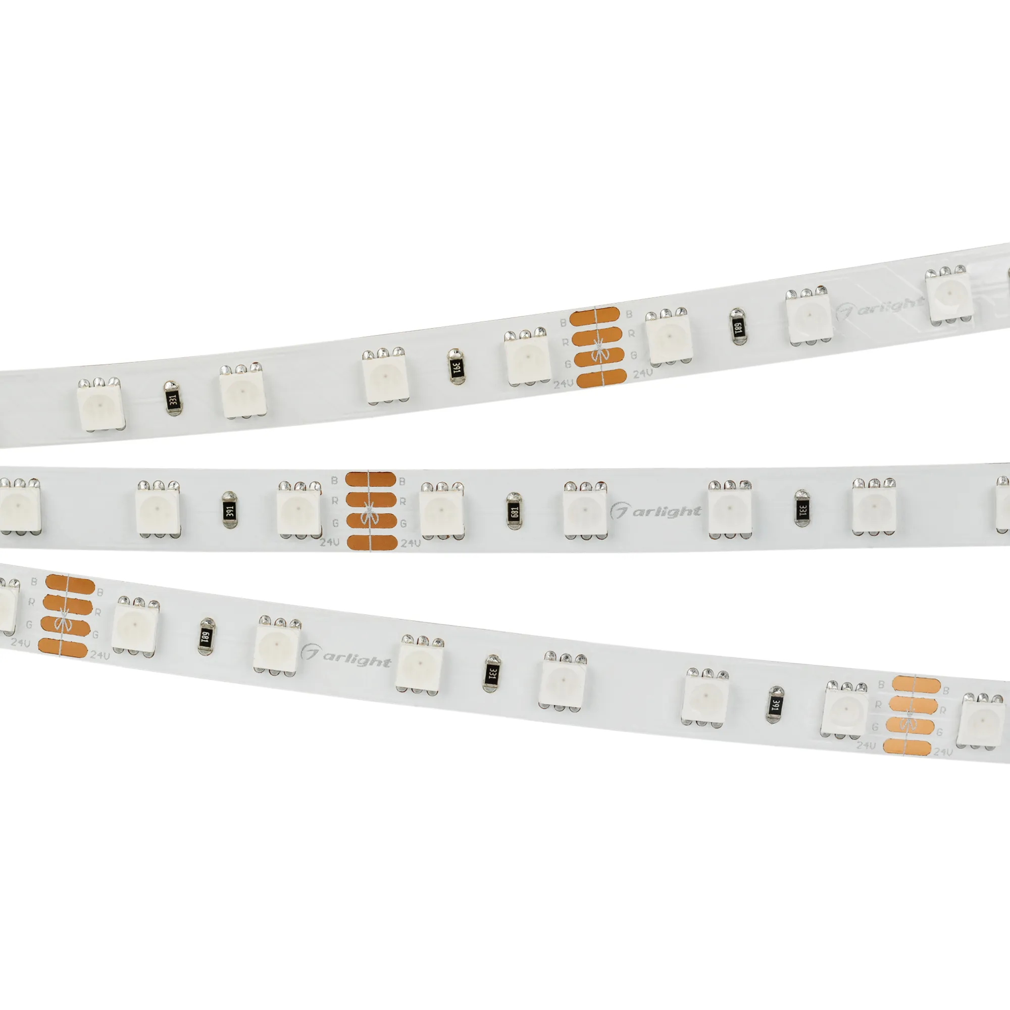 Лента светодиодная RT-B60-10mm 24V RGB (14.4 W/m, IP20, 5060, 5m) (Arlight, Открытый) - изображение товара