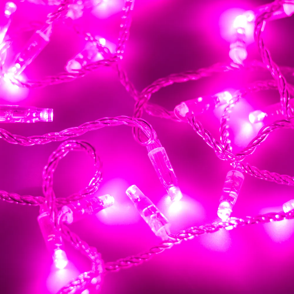 Светодиодная гирлянда ARD-STRING-CLASSIC-10000-CLEAR-100LED-FLASH PINK (230V, 7W) (Ardecoled, IP65) - изображение товара