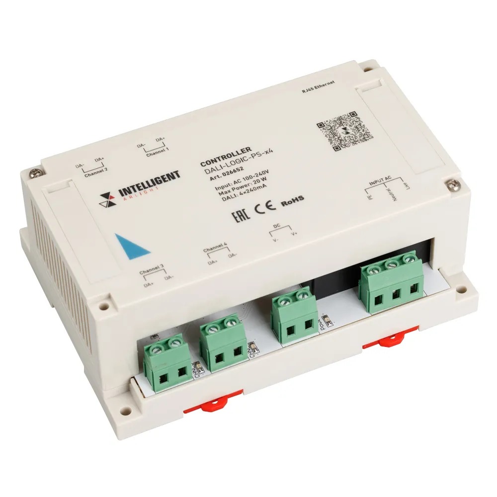 INTELLIGENT ARLIGHT Контроллер DALI-LOGIC-PS-x4 (230B, Ethernet) (IARL, IP20 Пластик, 2 года) - изображение товара