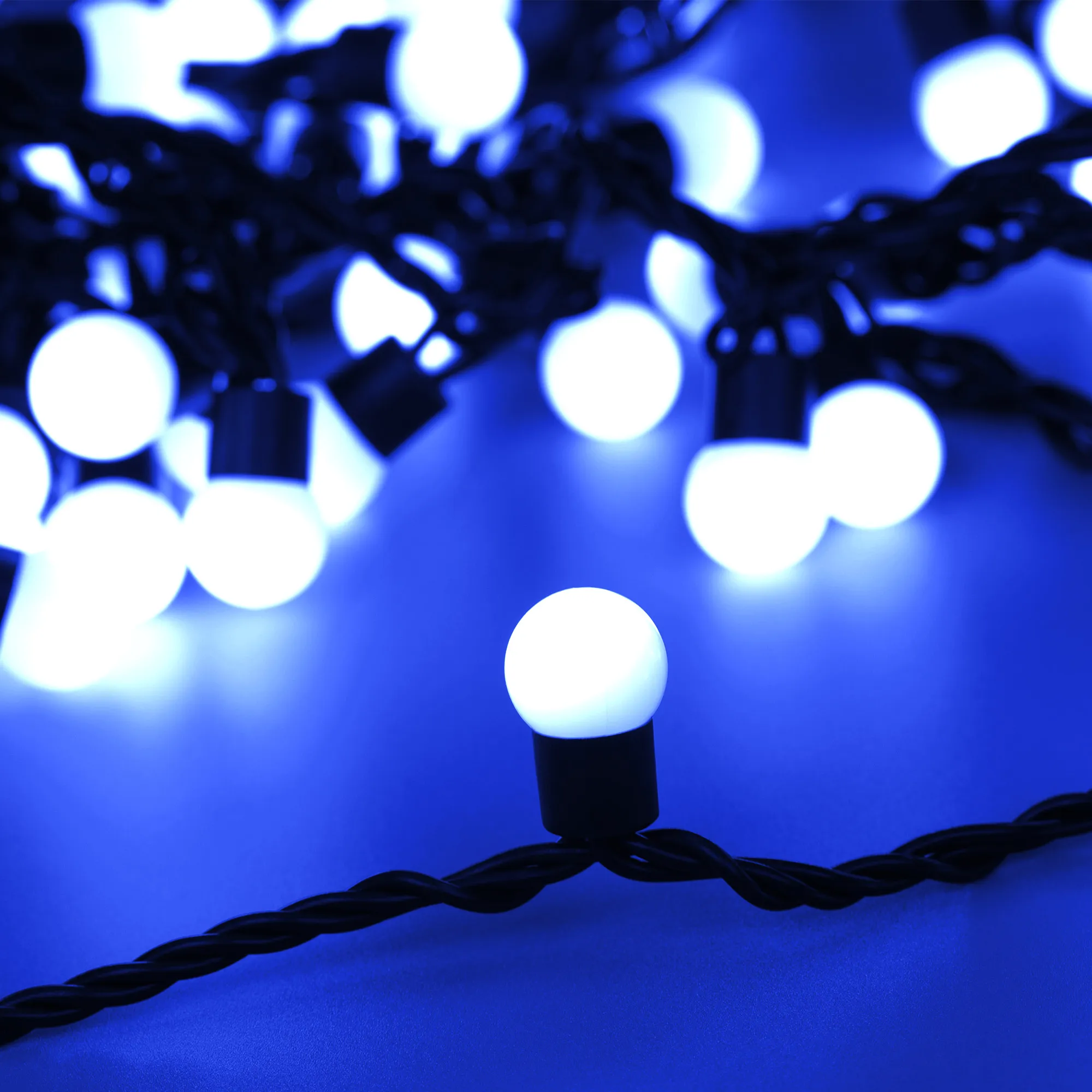 Светодиодная гирлянда ARD-BALL-CLASSIC-D17.5-10000-BLACK-100LED BLUE (230V, 7W) (Ardecoled, IP65) - изображение товара