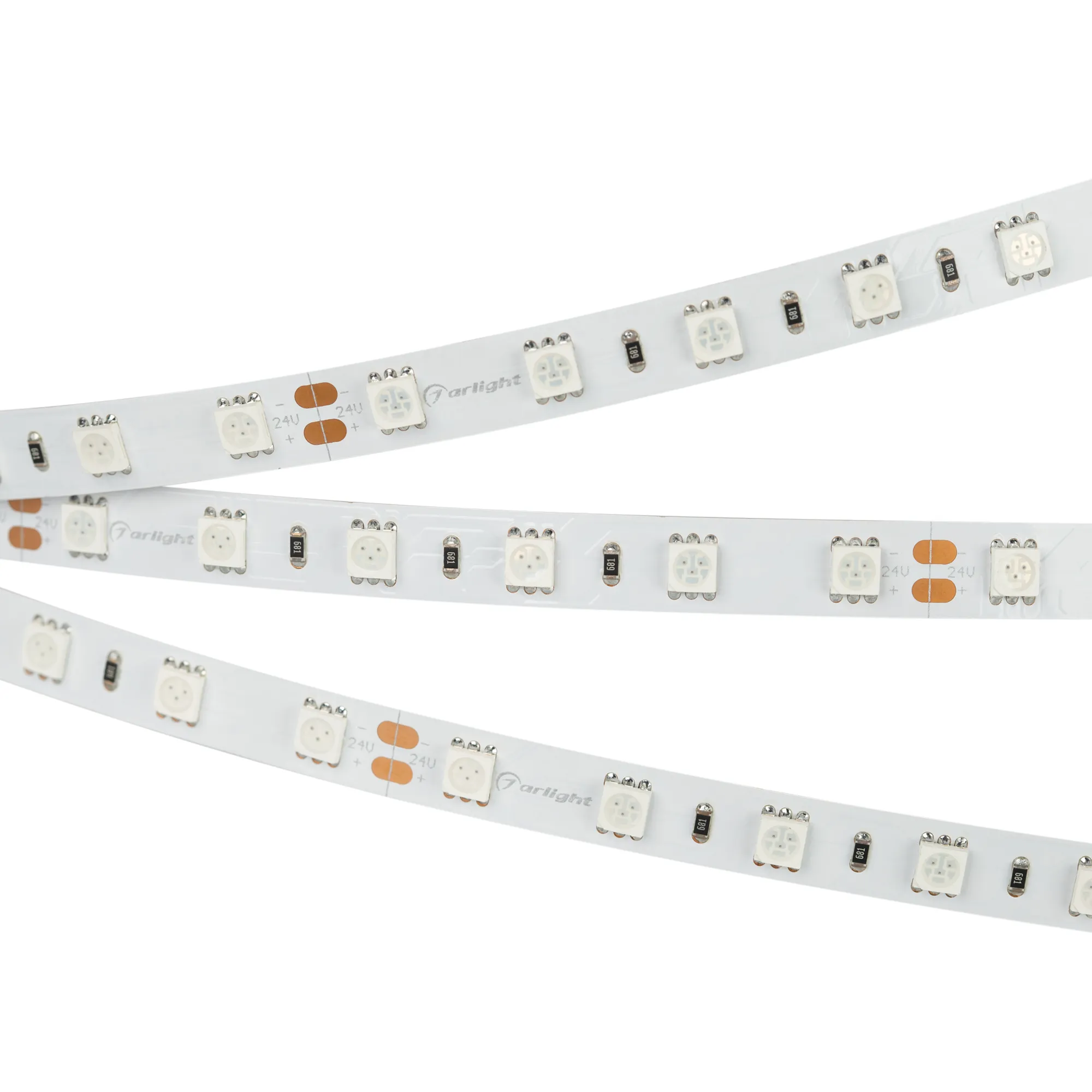 Лента светодиодная RT 2-5000 24V Pink 2x (5060, 300 LED, LUX) (Arlight, 14.4 Вт/м, IP20)